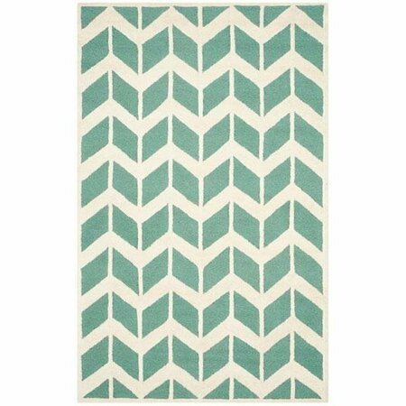 SAFAVIEH Cambridge Hand Tufted Rectangle Rug- Teal - Ivory- 5 x 8 ft. CAM718T-5
